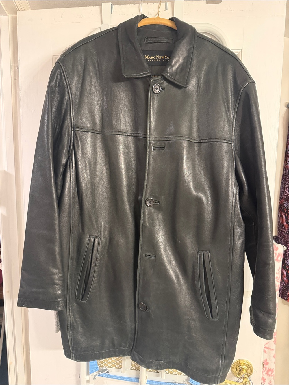 Marc New York Black Leather Trench Coat
